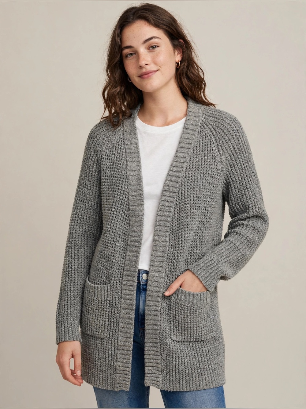 Patagonia Gray Open-Front Knit Open Country Cardigan Pockets S cozy Classic